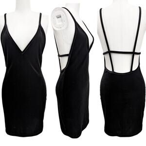 american apparel black stretch velvet bixel dress